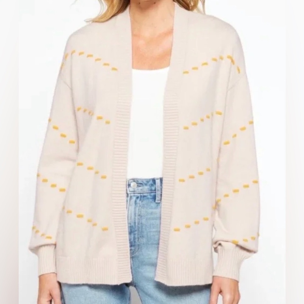 Cream and Yellow Women's Sweater